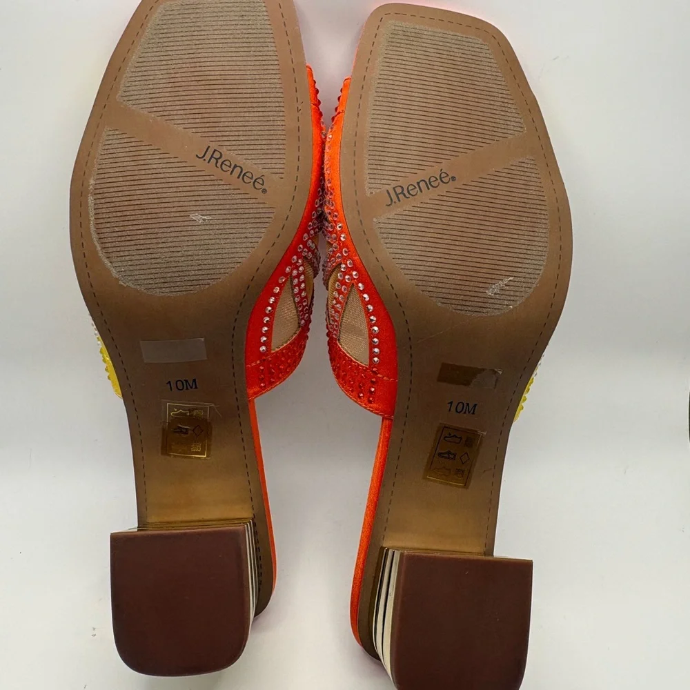 J.Renee Orange, Yellow & Green Embellished Low Block Heel Slide - Picture 13 of 16